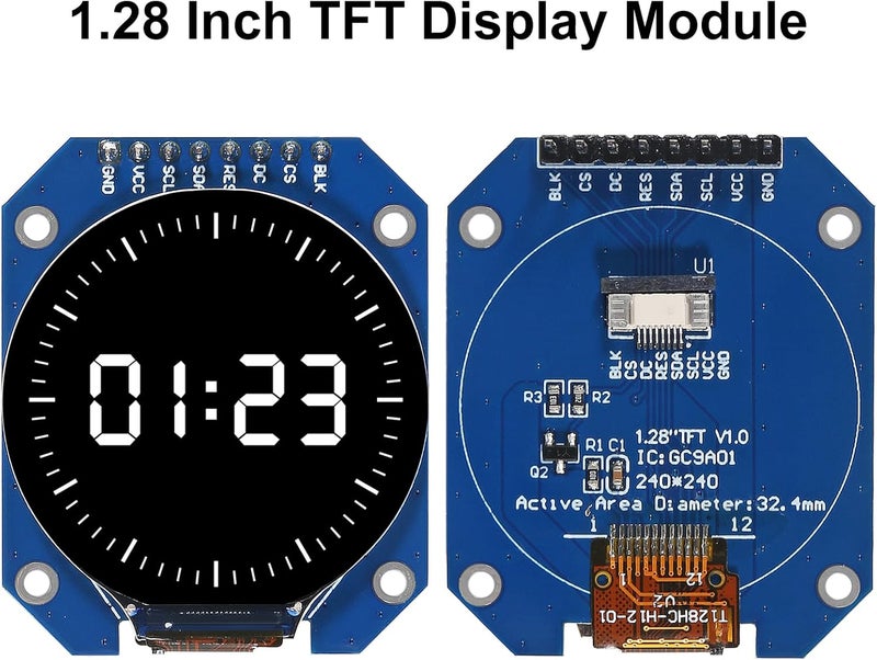 XIITIA 3pcs DC 3.3V 1.28 Inch TFT LCD Display Module Round RGB 240 * 240 GC9A01 Driver 4 Wire SPI Interface 240x240 Resolution Adapter PCB for Arduino - Image 2